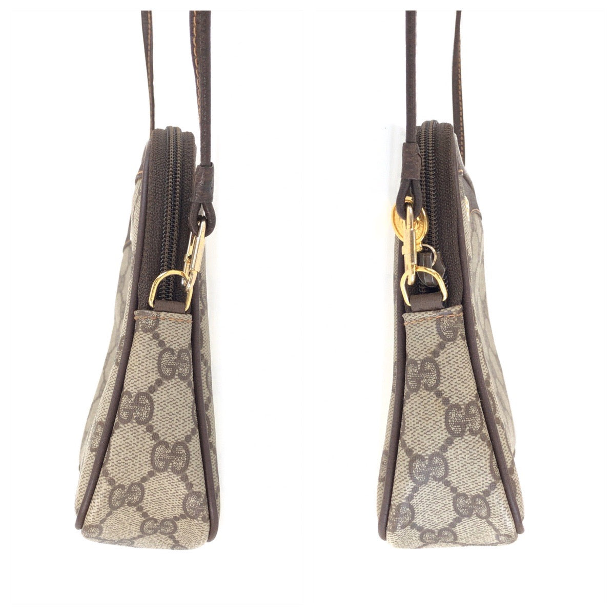 25714
GUCCI グッチ ヴィンテージ オールドグッチ ベージュ ブラウン ゴールド金具 GGスプリームキャンバス / レザー 97 02 068 ショルダーバッグ ポシェット レディース ABP28