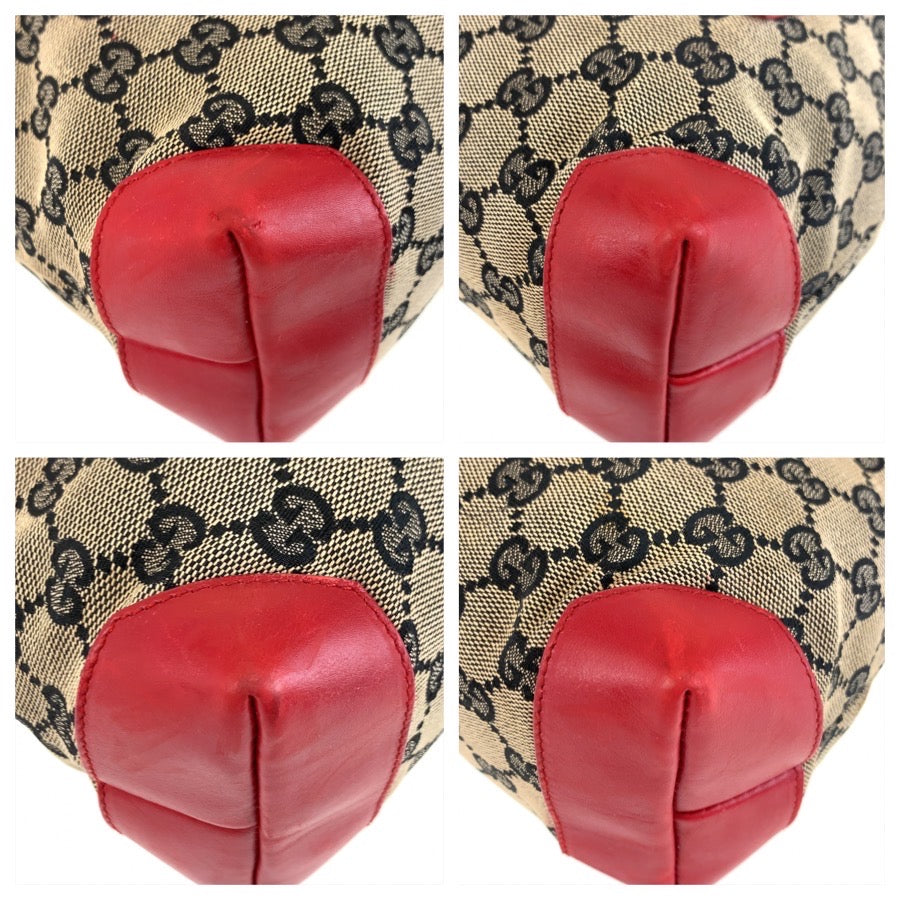 25715
GUCCI グッチ レッド ベージュ GGキャンバス / レザー 019 0402 トートバッグ ショルダーバッグ レディース ABP35