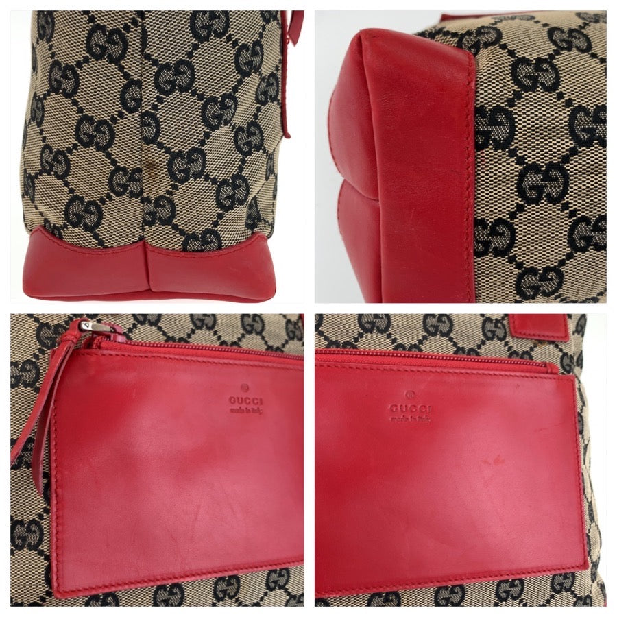 25715
GUCCI グッチ レッド ベージュ GGキャンバス / レザー 019 0402 トートバッグ ショルダーバッグ レディース ABP35