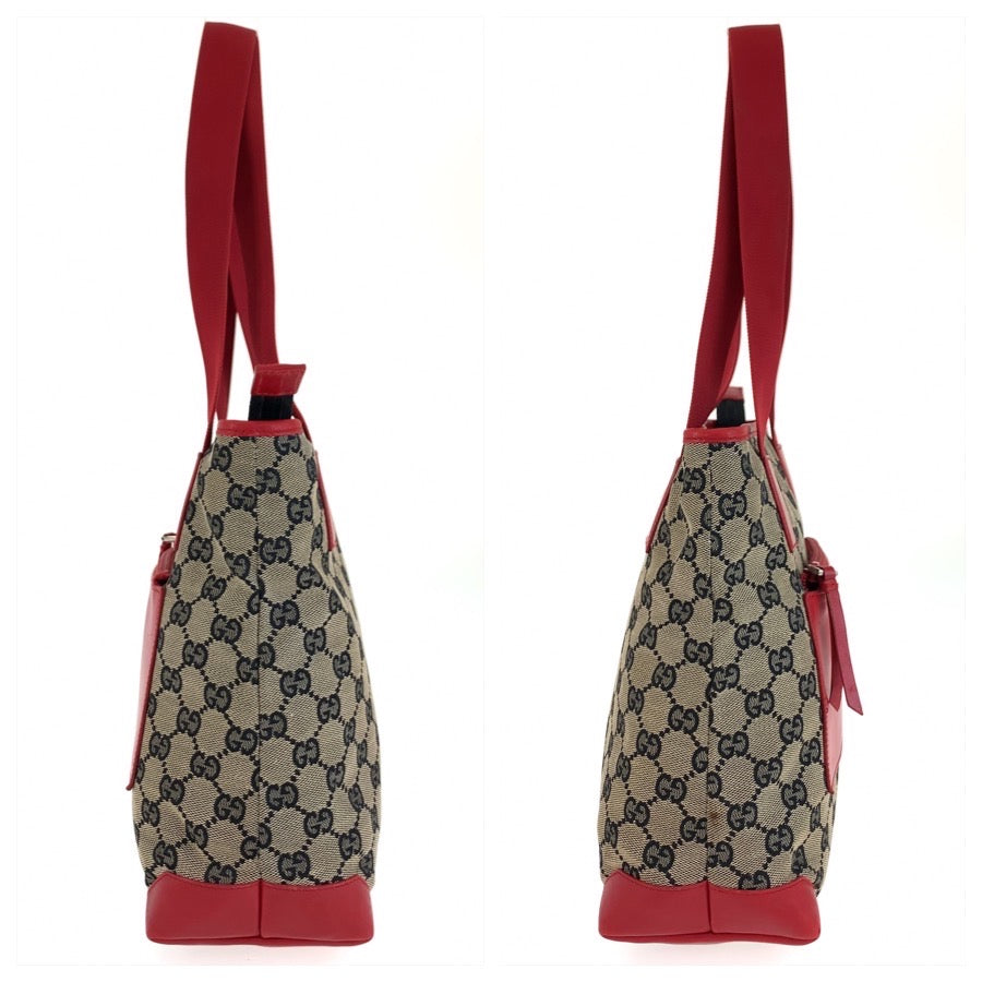 25715
GUCCI グッチ レッド ベージュ GGキャンバス / レザー 019 0402 トートバッグ ショルダーバッグ レディース ABP35