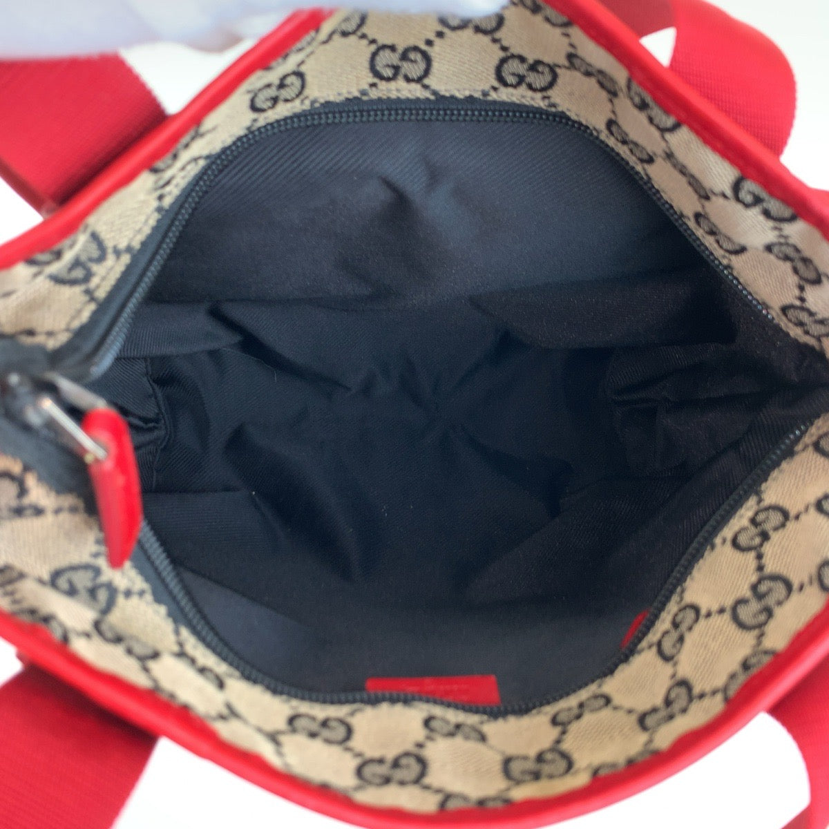 25715
GUCCI グッチ レッド ベージュ GGキャンバス / レザー 019 0402 トートバッグ ショルダーバッグ レディース ABP35