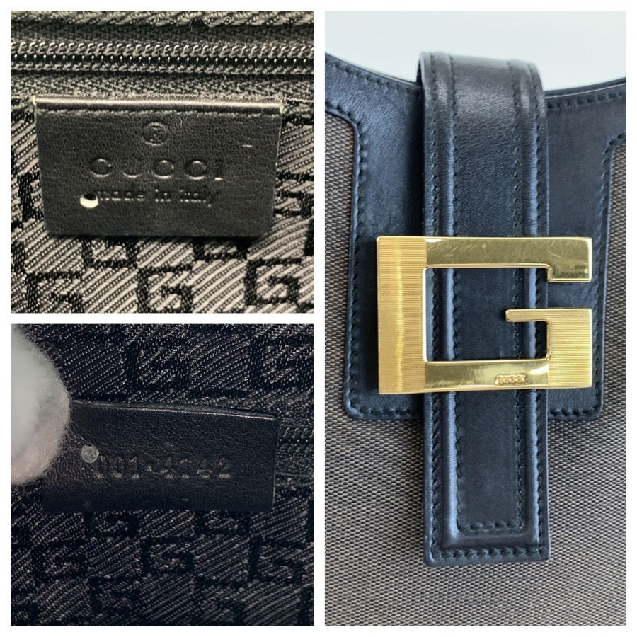 25716
GUCCI グッチ ブラック ブラウン ゴールド金具 キャンバス / レザー 001 4142 ショルダーバッグ レディース A40