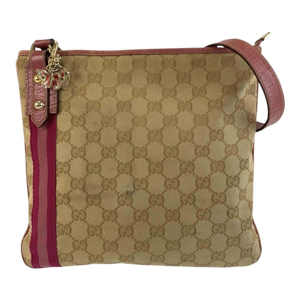 25717
GUCCI グッチ ジョリクール シェリーライン ベージュ ピンク ゴールド金具 GGキャンバス / レザー 144388 ショルダーバッグ メッセンジャーバッグ レディース AB28