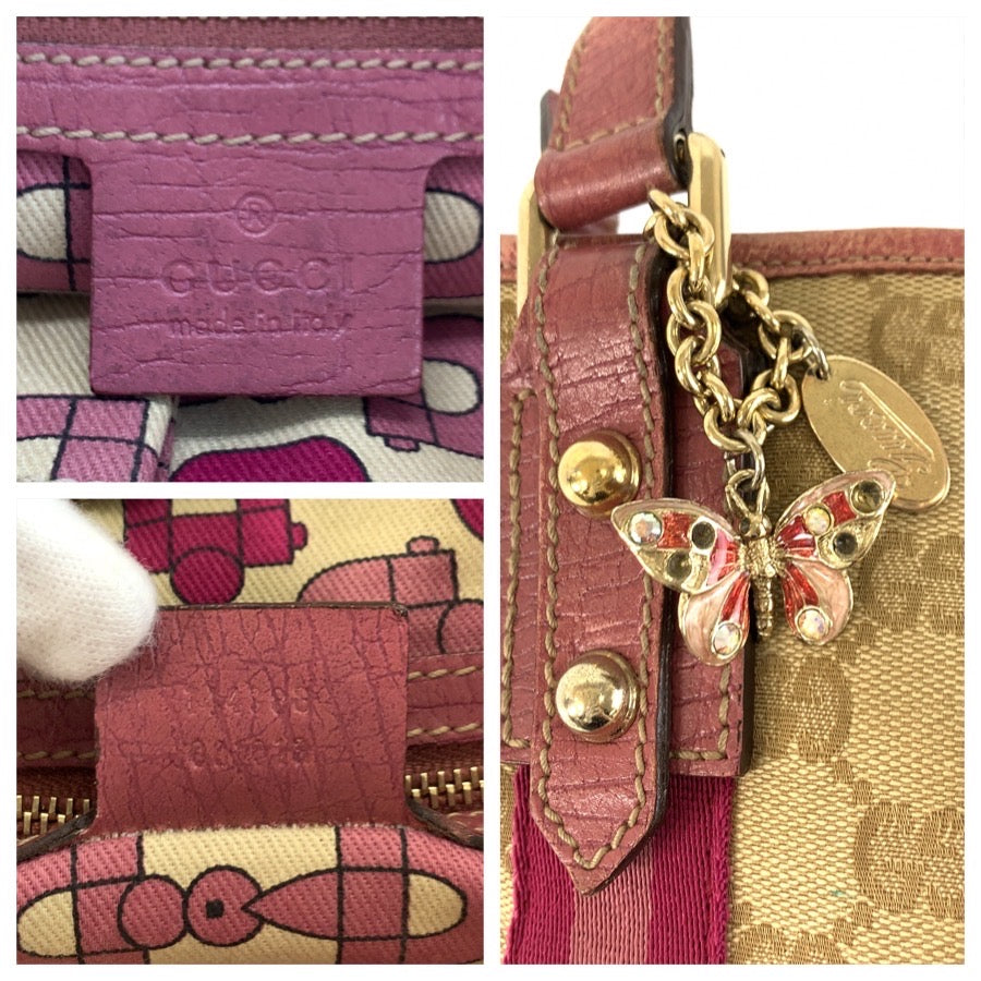 25717
GUCCI グッチ ジョリクール シェリーライン ベージュ ピンク ゴールド金具 GGキャンバス / レザー 144388 ショルダーバッグ メッセンジャーバッグ レディース AB28