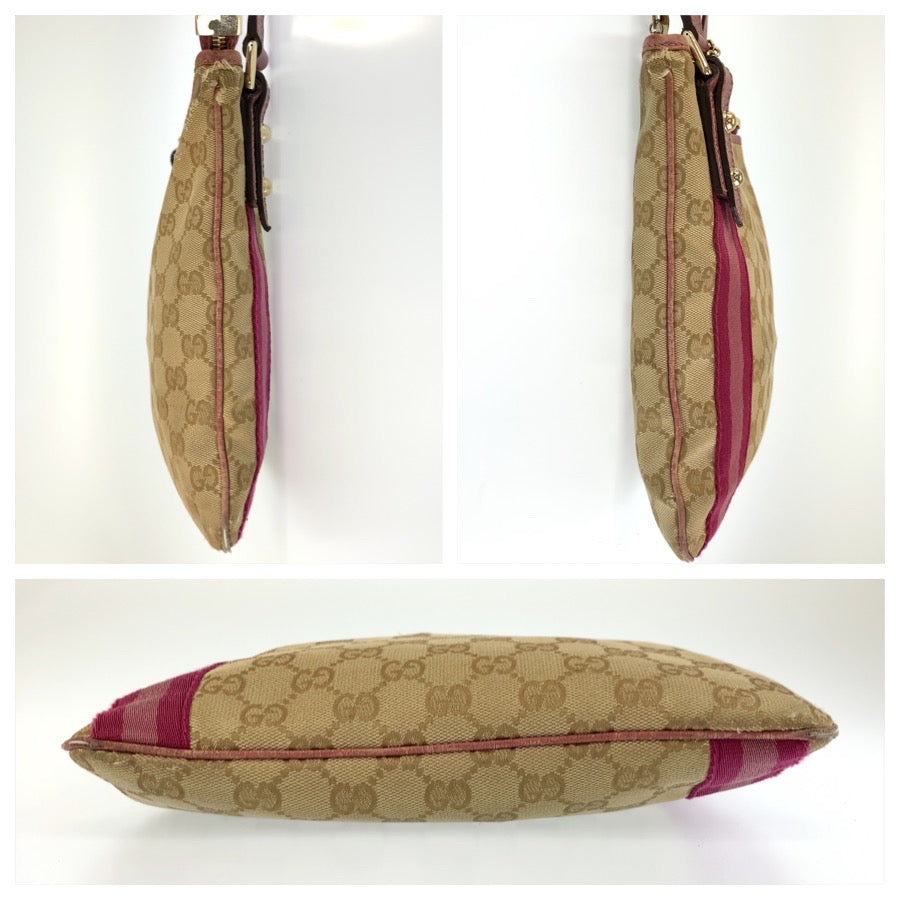 25717
GUCCI グッチ ジョリクール シェリーライン ベージュ ピンク ゴールド金具 GGキャンバス / レザー 144388 ショルダーバッグ メッセンジャーバッグ レディース AB28