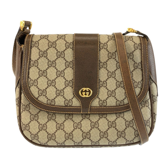 25718
GUCCI グッチ ヴィンテージ ベージュ ブラウン ゴールド金具 GGスプリームキャンバス / レザー 001 115 4425 ショルダーバッグ ポシェット レディース AB30