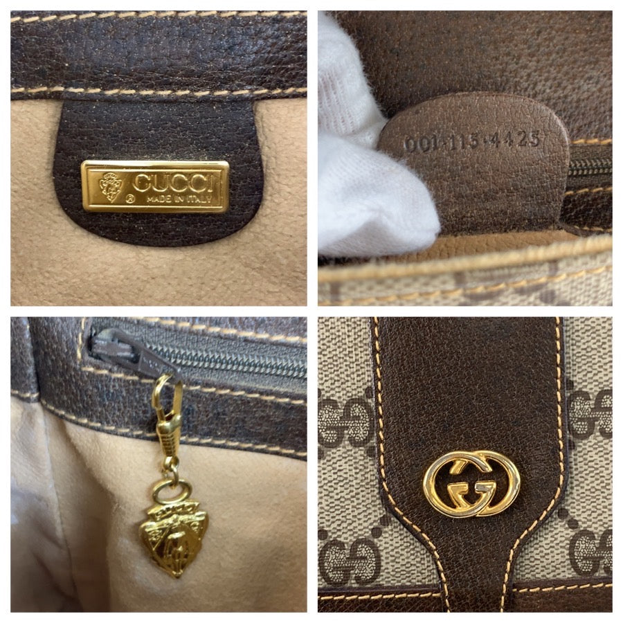 25718
GUCCI グッチ ヴィンテージ ベージュ ブラウン ゴールド金具 GGスプリームキャンバス / レザー 001 115 4425 ショルダーバッグ ポシェット レディース AB30