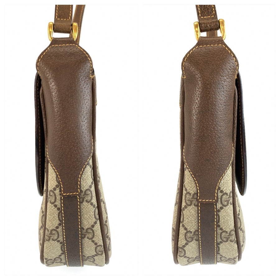 25718
GUCCI グッチ ヴィンテージ ベージュ ブラウン ゴールド金具 GGスプリームキャンバス / レザー 001 115 4425 ショルダーバッグ ポシェット レディース AB30