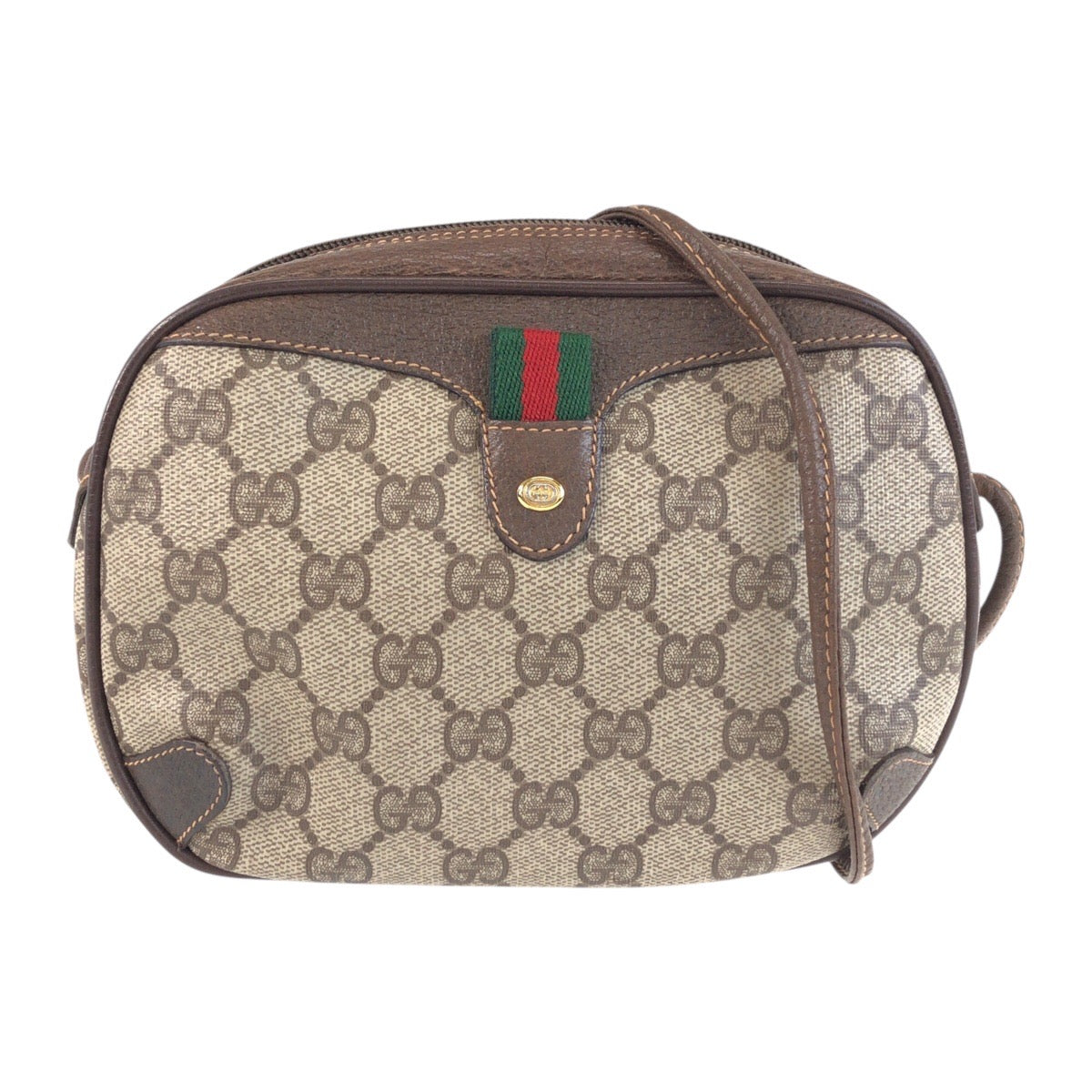 25720
GUCCI グッチ ヴィンテージ シェリーライン ベージュ ブラウン ゴールド金具 GGスプリームキャンバス / レザー 89 02 066 ショルダーバッグ ポシェット レディース ABP30