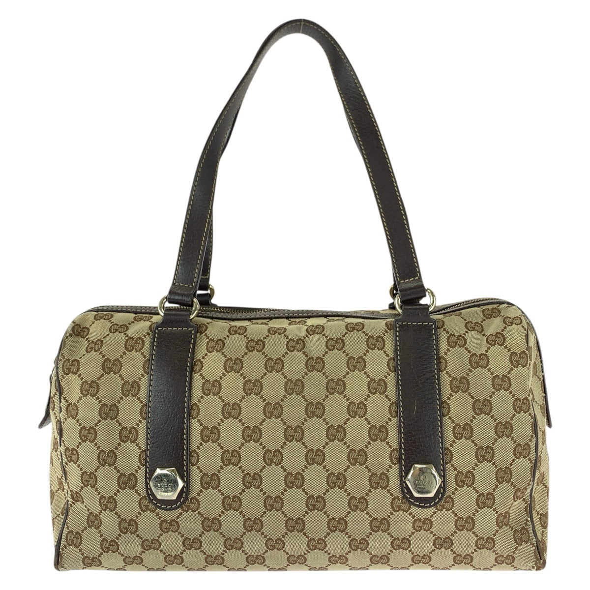 25721
GUCCI グッチ ベージュ ダークブラウン ゴールド金具 GGキャンバス / レザー 154180 ハンドバッグ ミニボストンバッグ レディース B21