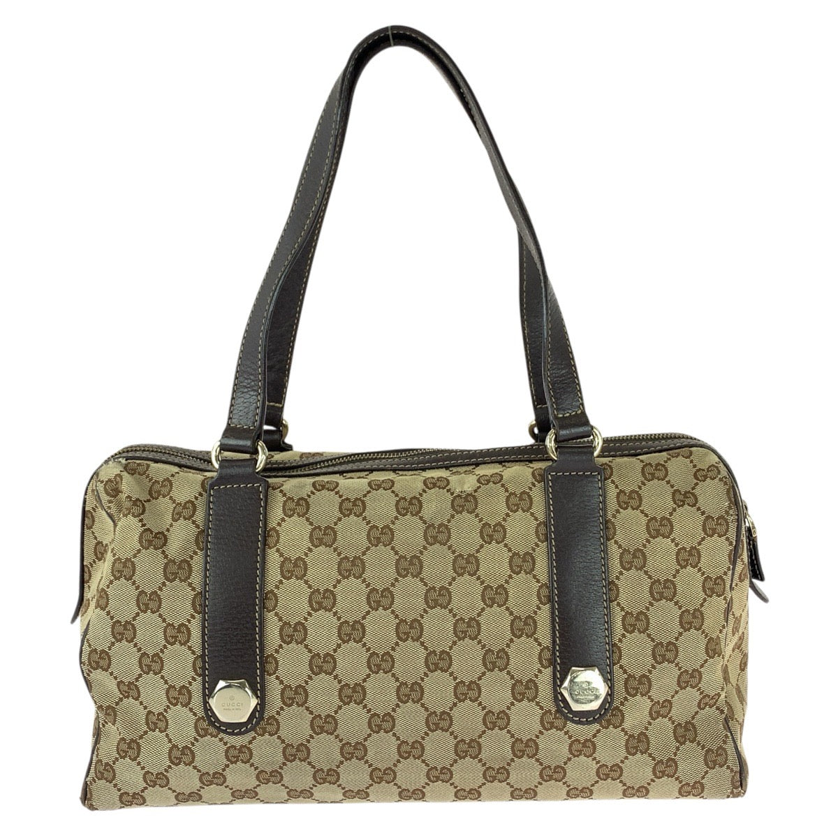 25721
GUCCI グッチ ベージュ ダークブラウン ゴールド金具 GGキャンバス / レザー 154180 ハンドバッグ ミニボストンバッグ レディース B21