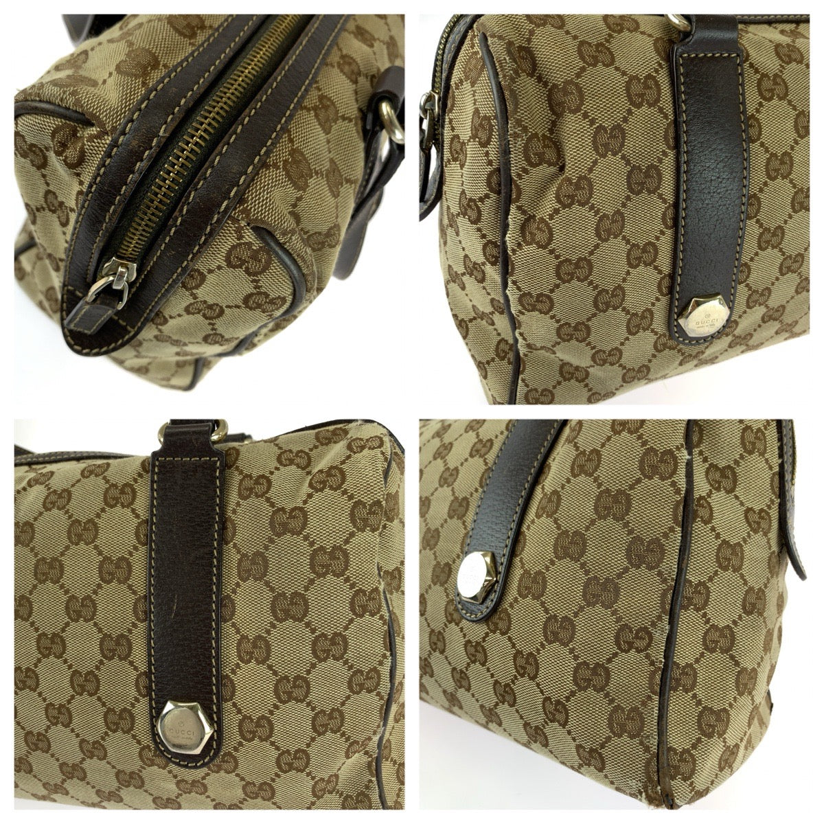 25721
GUCCI グッチ ベージュ ダークブラウン ゴールド金具 GGキャンバス / レザー 154180 ハンドバッグ ミニボストンバッグ レディース B21