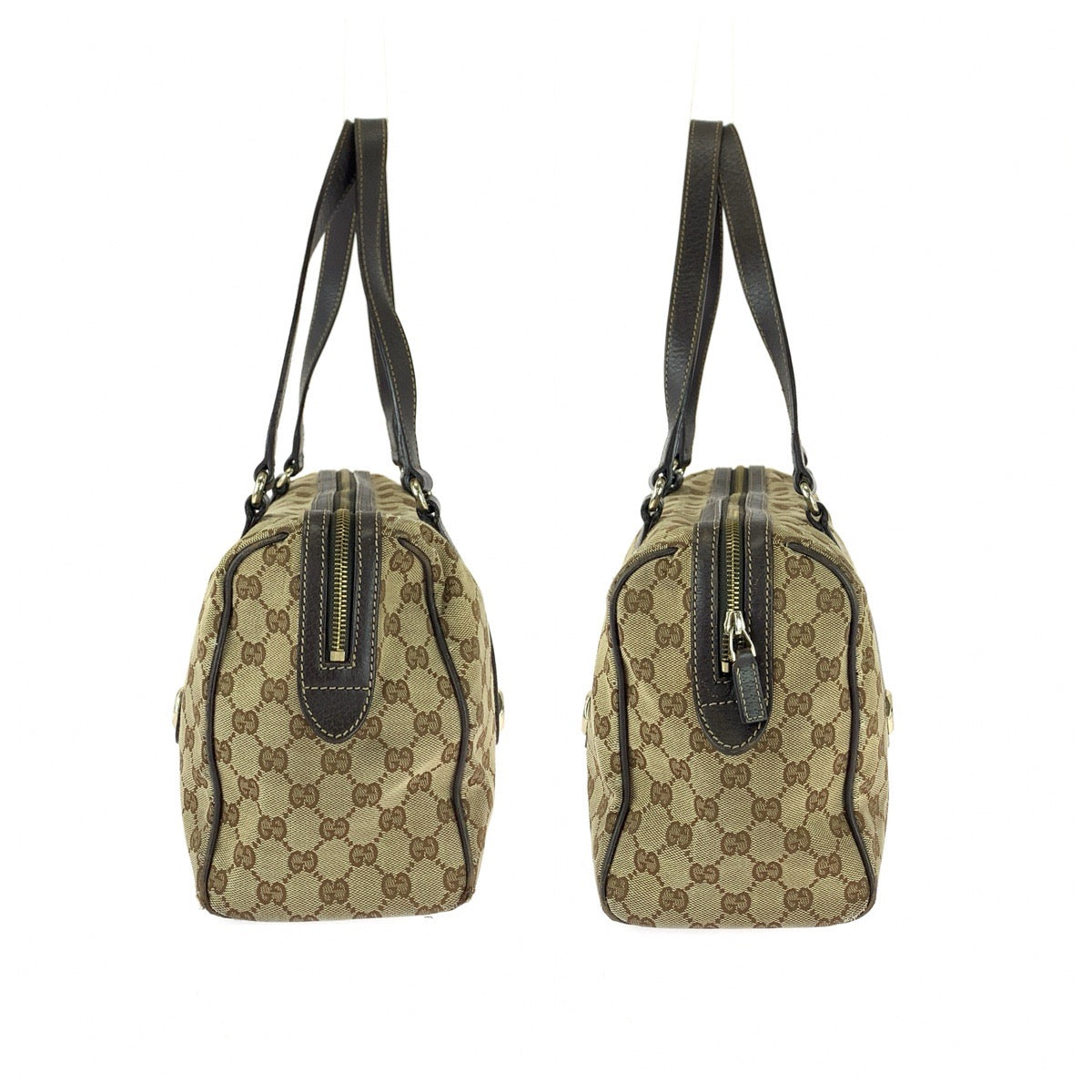 25721
GUCCI グッチ ベージュ ダークブラウン ゴールド金具 GGキャンバス / レザー 154180 ハンドバッグ ミニボストンバッグ レディース B21
