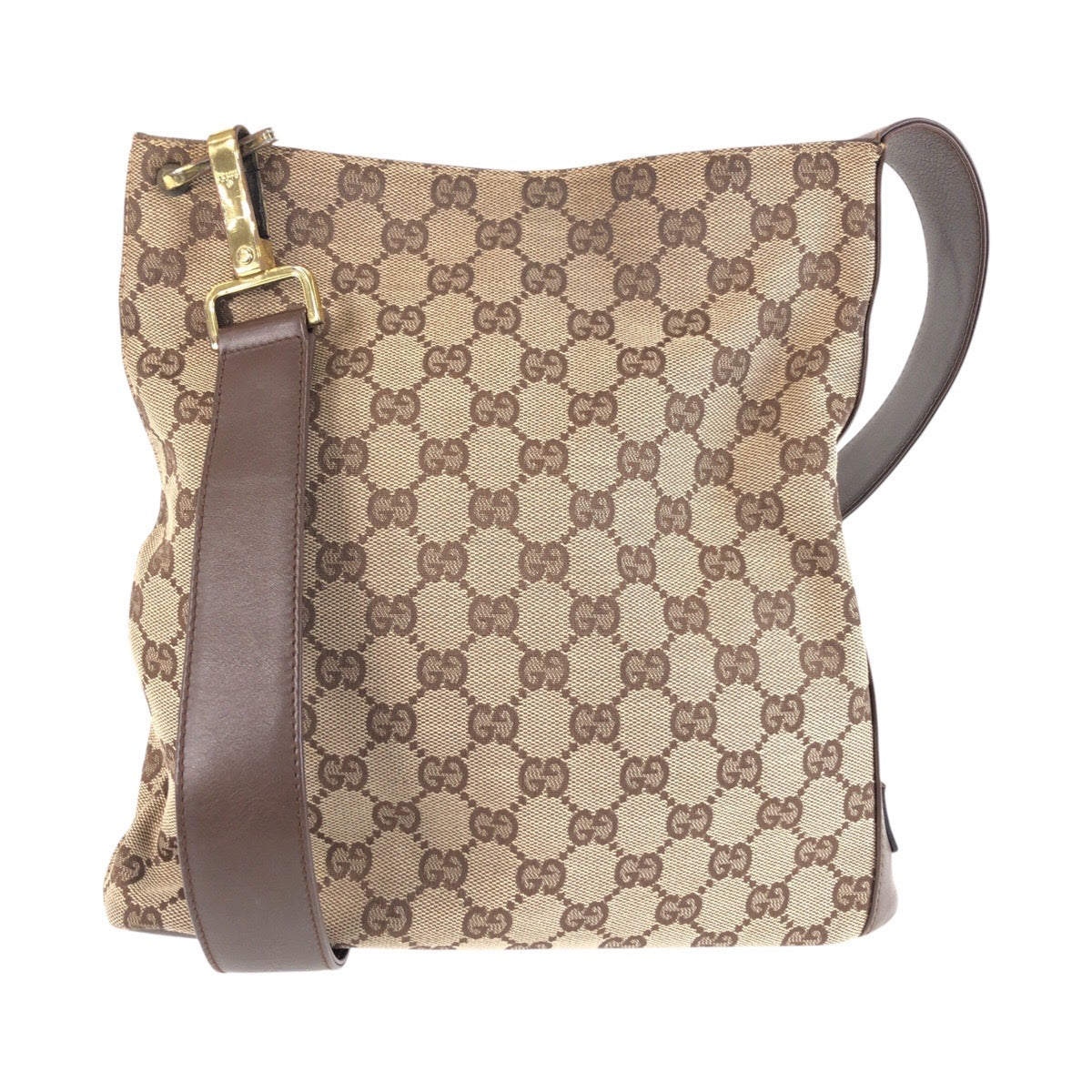 25722
GUCCI グッチ ベージュ ブラウン ゴールド金具 GGキャンバス / レザー 91761 ショルダーバッグ レディース AB28