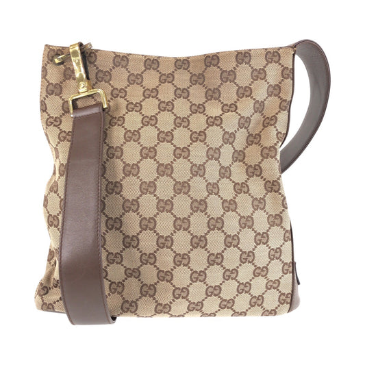 25722
GUCCI グッチ ベージュ ブラウン ゴールド金具 GGキャンバス / レザー 91761 ショルダーバッグ レディース AB28