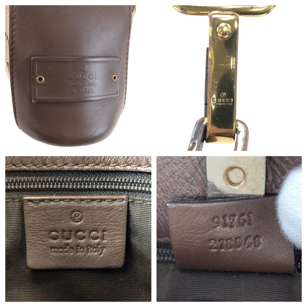 25722
GUCCI グッチ ベージュ ブラウン ゴールド金具 GGキャンバス / レザー 91761 ショルダーバッグ レディース AB28