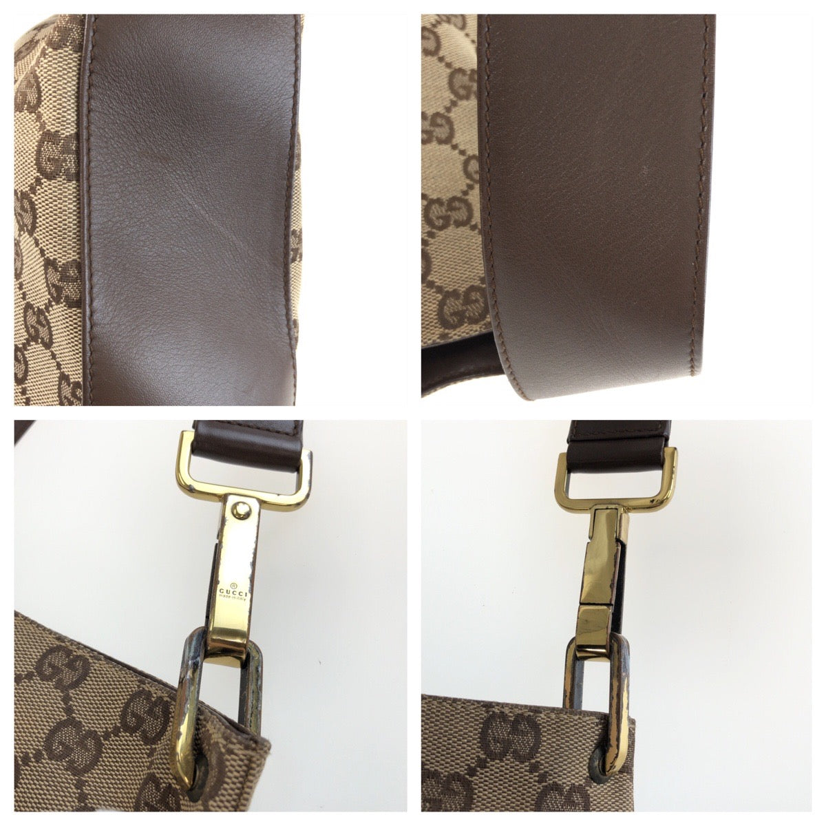 25722
GUCCI グッチ ベージュ ブラウン ゴールド金具 GGキャンバス / レザー 91761 ショルダーバッグ レディース AB28