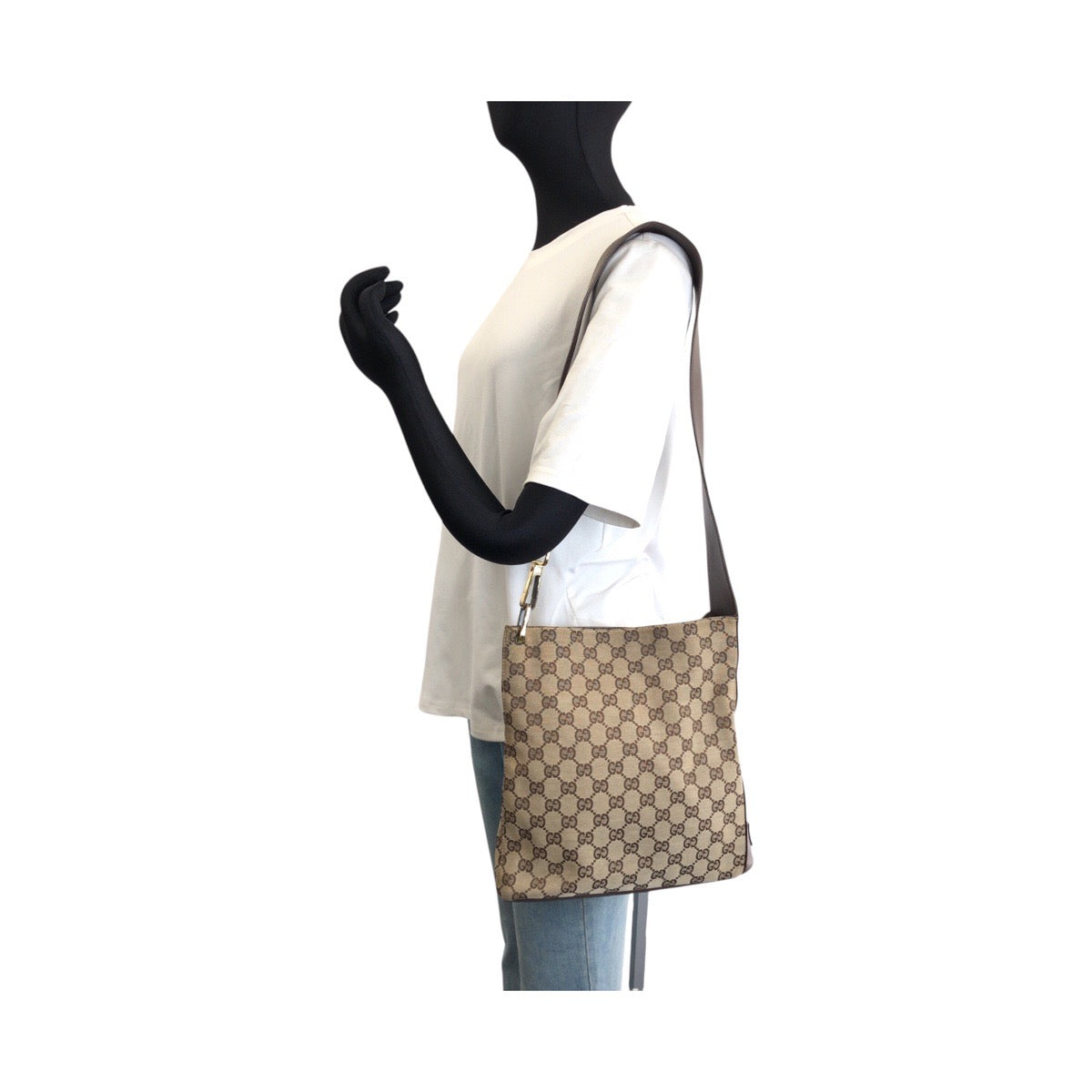 25722
GUCCI グッチ ベージュ ブラウン ゴールド金具 GGキャンバス / レザー 91761 ショルダーバッグ レディース AB28