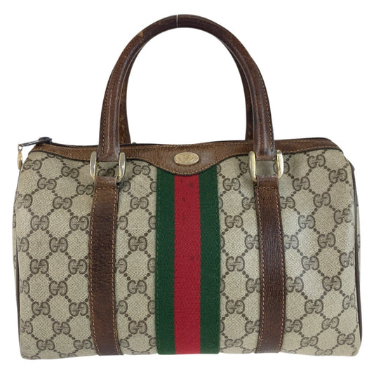 25723
GUCCI グッチ ヴィンテージ シェリーライン ベージュ ブラウン ゴールド金具 GGスプリームキャンバス 40 3841 ハンドバッグ ボストンバッグ レディース AB28