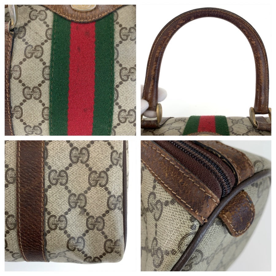 25723
GUCCI グッチ ヴィンテージ シェリーライン ベージュ ブラウン ゴールド金具 GGスプリームキャンバス 40 3841 ハンドバッグ ボストンバッグ レディース AB28