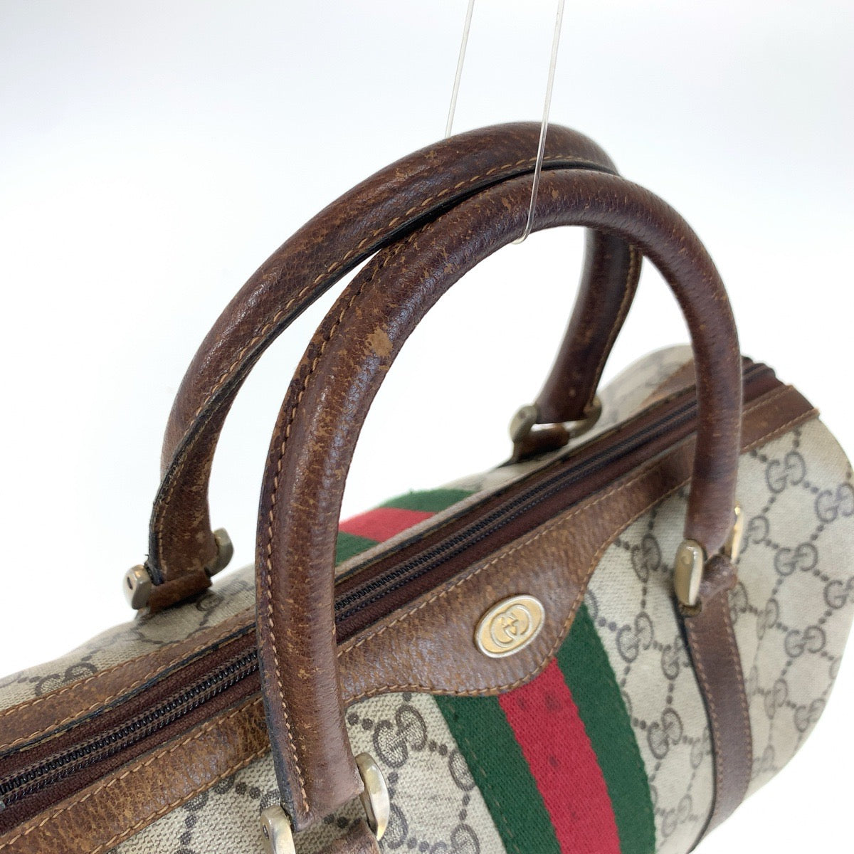 25723
GUCCI グッチ ヴィンテージ シェリーライン ベージュ ブラウン ゴールド金具 GGスプリームキャンバス 40 3841 ハンドバッグ ボストンバッグ レディース AB28