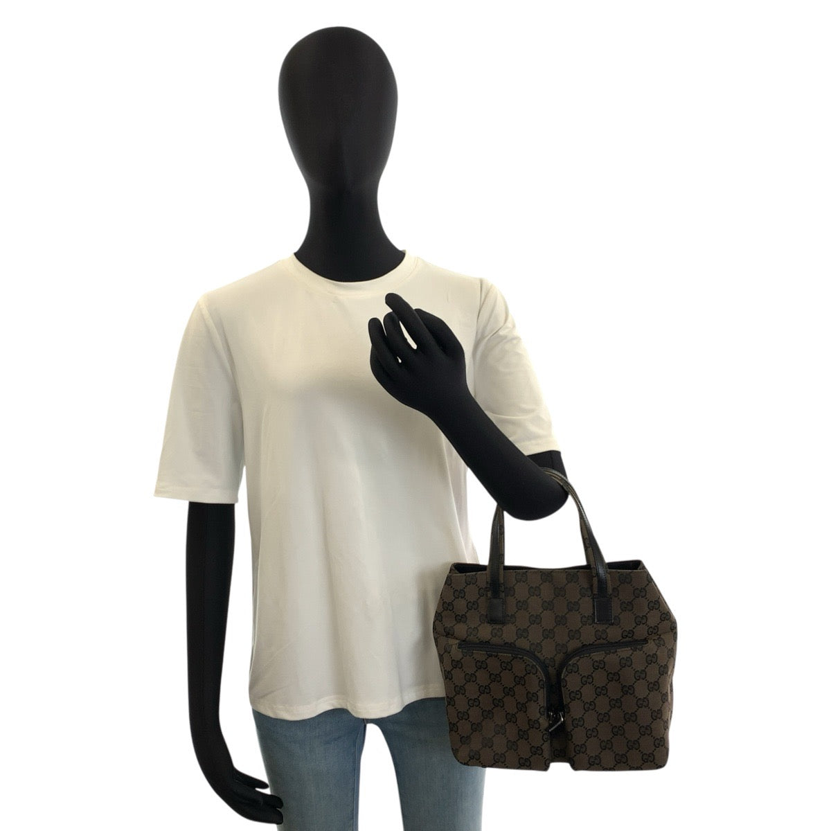 25725
GUCCI グッチ ブラウン ブラック GGキャンバス 002 1080 トートバッグ ハンドバッグ レディース ABP35