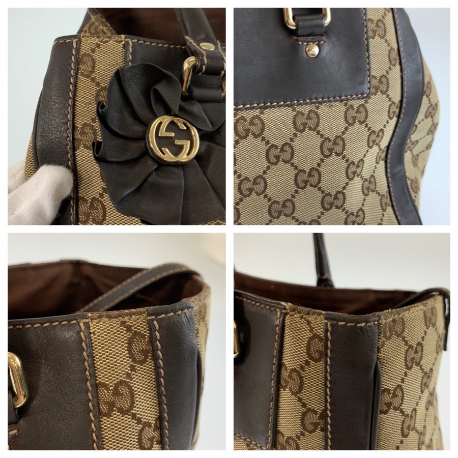 25726
GUCCI グッチ トロフィー ベージュ ブラウン ゴールド金具 GGキャンバス / レザー 190247 トートバッグ ハンドバッグ レディース AB30