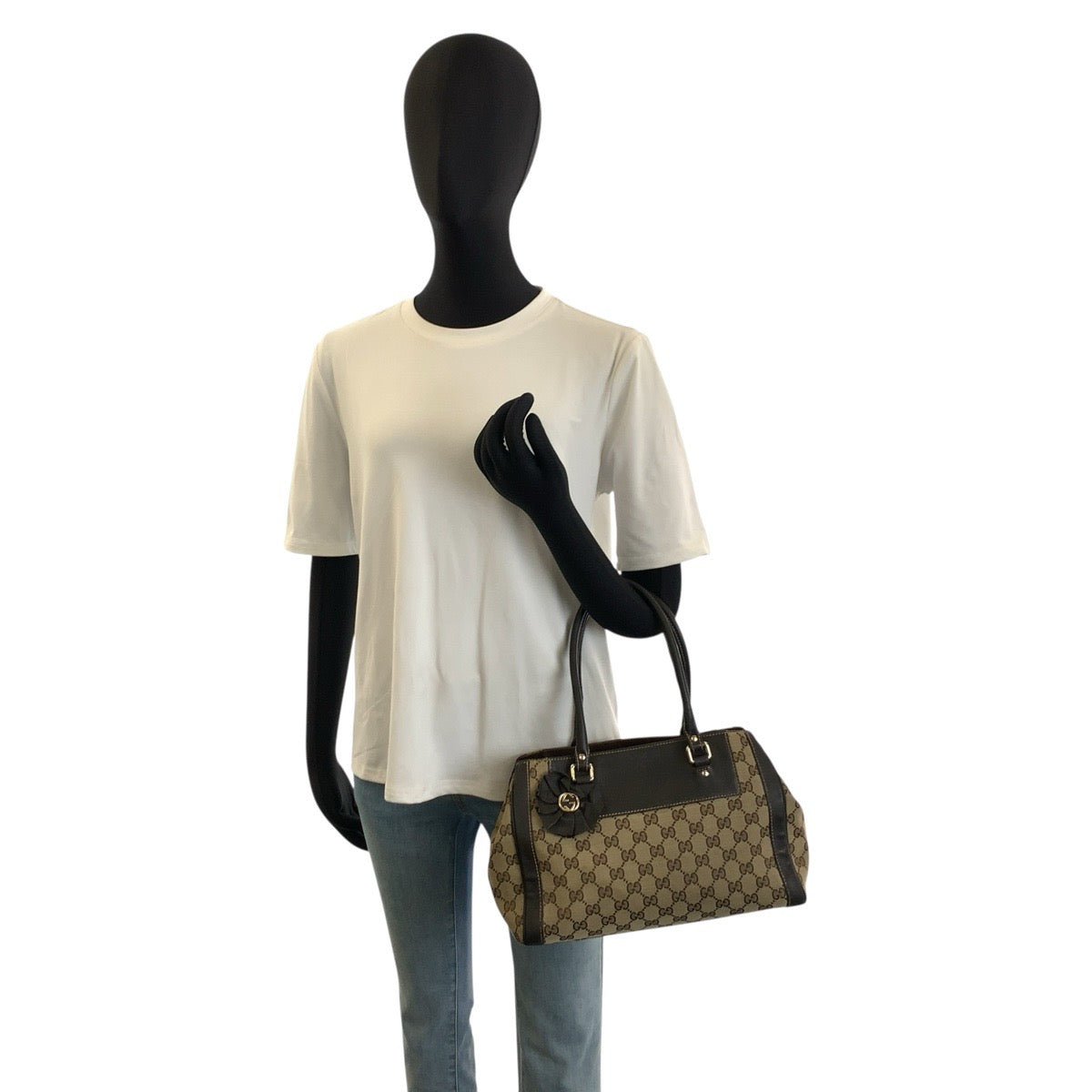 25726
GUCCI グッチ トロフィー ベージュ ブラウン ゴールド金具 GGキャンバス / レザー 190247 トートバッグ ハンドバッグ レディース AB30