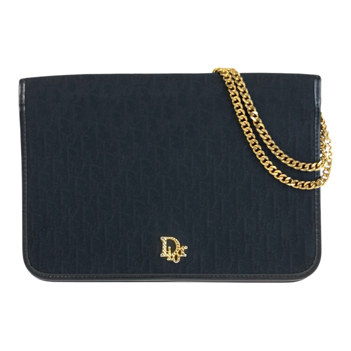 25727
Christian Dior クリスチャンディオール トロッター ブラック 黒 ゴールド金具 キャンバス チェーンショルダーバッグ ポシェット レディース A42