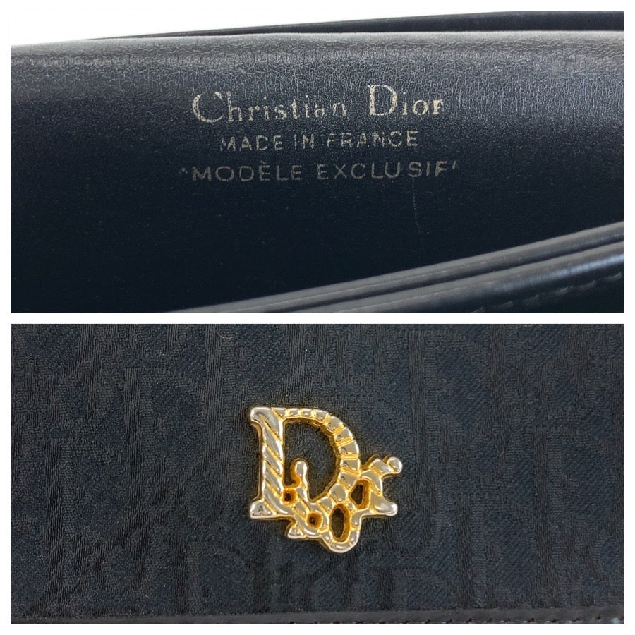 25727
Christian Dior クリスチャンディオール トロッター ブラック 黒 ゴールド金具 キャンバス チェーンショルダーバッグ ポシェット レディース A42