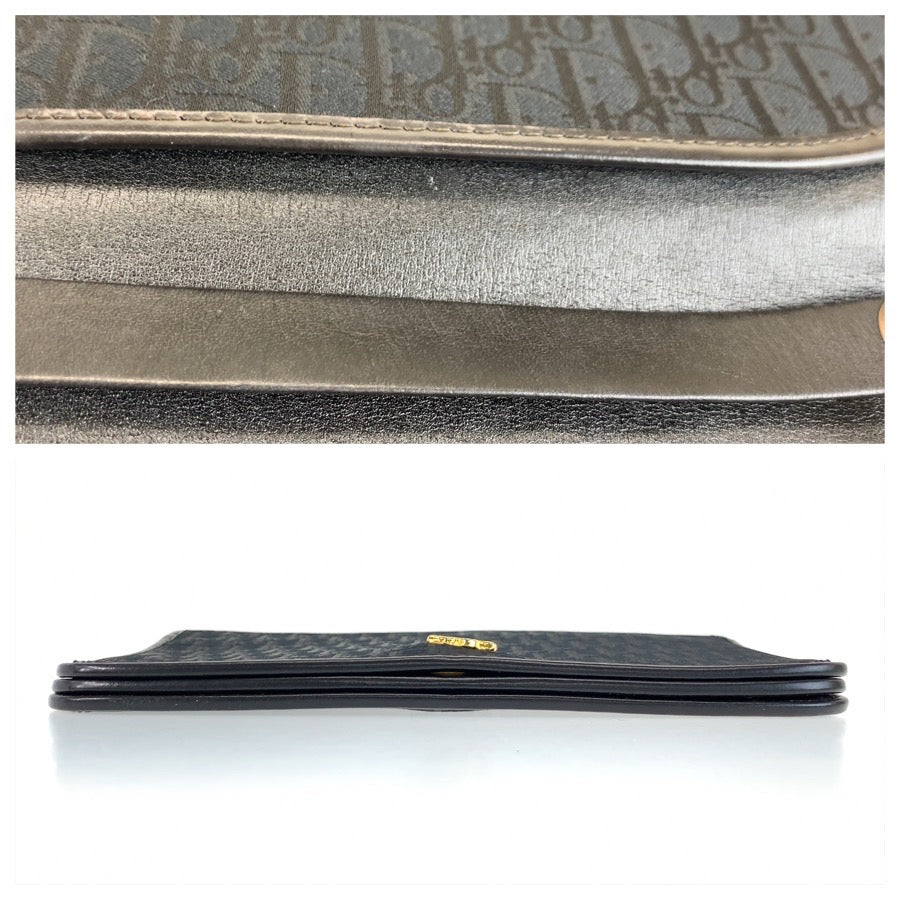 25727
Christian Dior クリスチャンディオール トロッター ブラック 黒 ゴールド金具 キャンバス チェーンショルダーバッグ ポシェット レディース A42