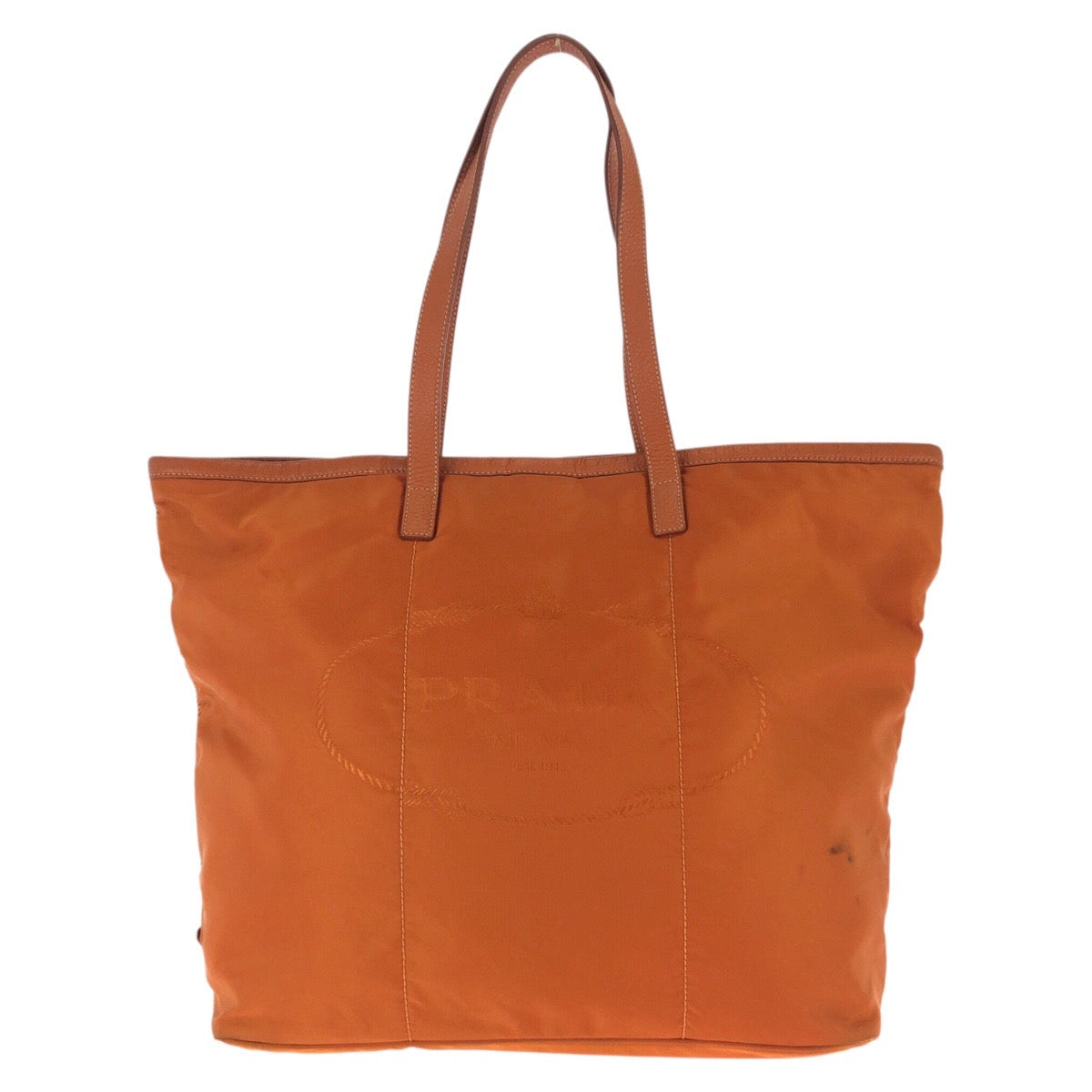 25728
PRADA プラダ テスート ロゴジャガード オレンジ ゴールド金具 ナイロン / レザー トートバッグ ショルダーバッグ レディース AB42