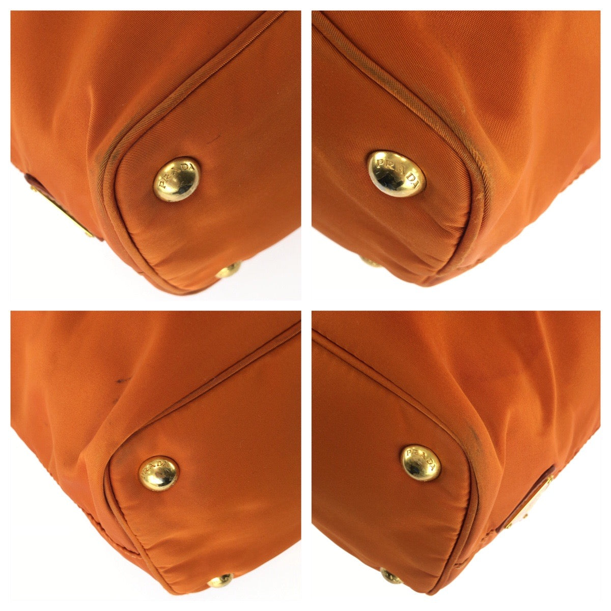 25728
PRADA プラダ テスート ロゴジャガード オレンジ ゴールド金具 ナイロン / レザー トートバッグ ショルダーバッグ レディース AB42