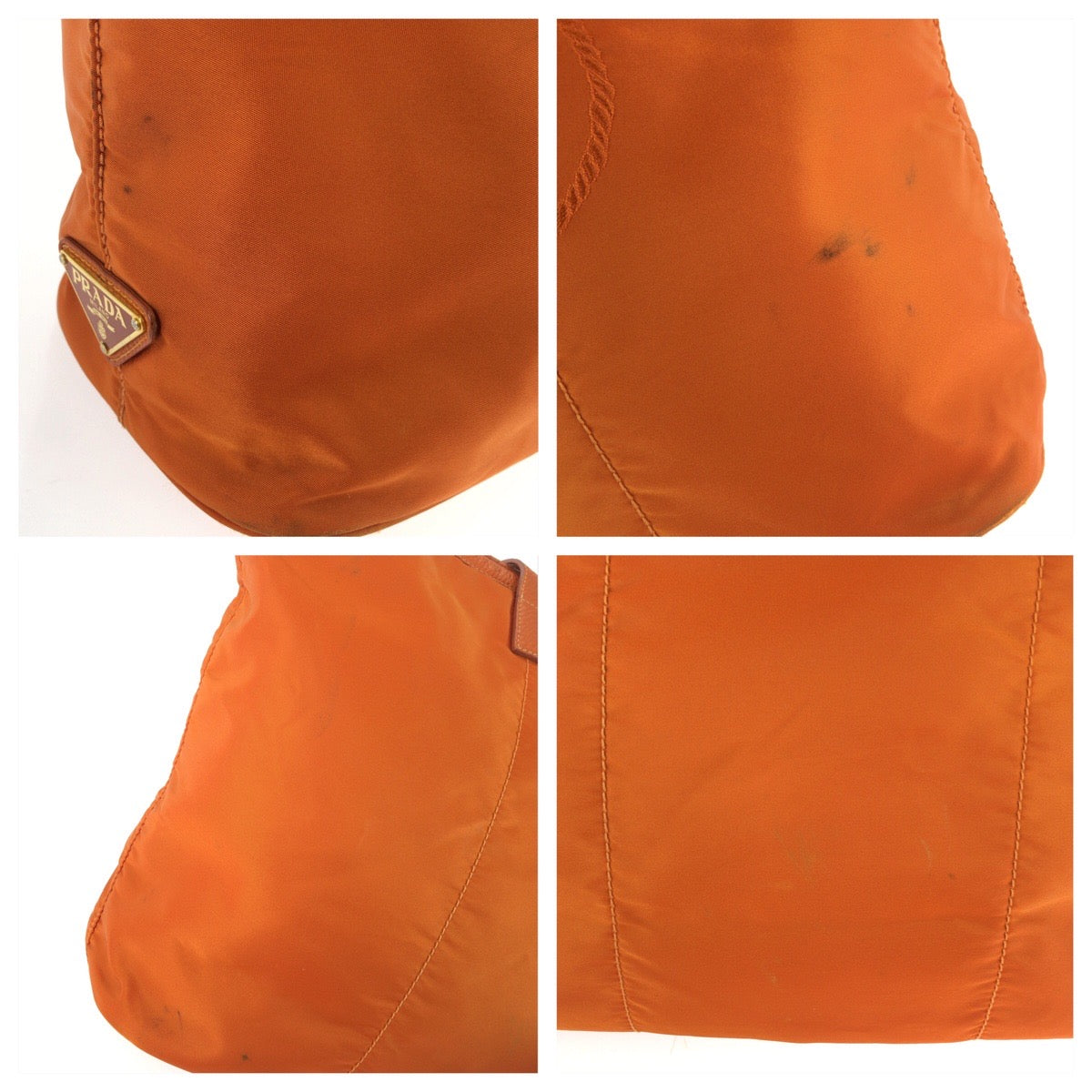 25728
PRADA プラダ テスート ロゴジャガード オレンジ ゴールド金具 ナイロン / レザー トートバッグ ショルダーバッグ レディース AB42