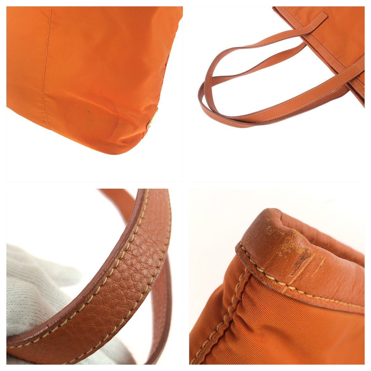 25728
PRADA プラダ テスート ロゴジャガード オレンジ ゴールド金具 ナイロン / レザー トートバッグ ショルダーバッグ レディース AB42