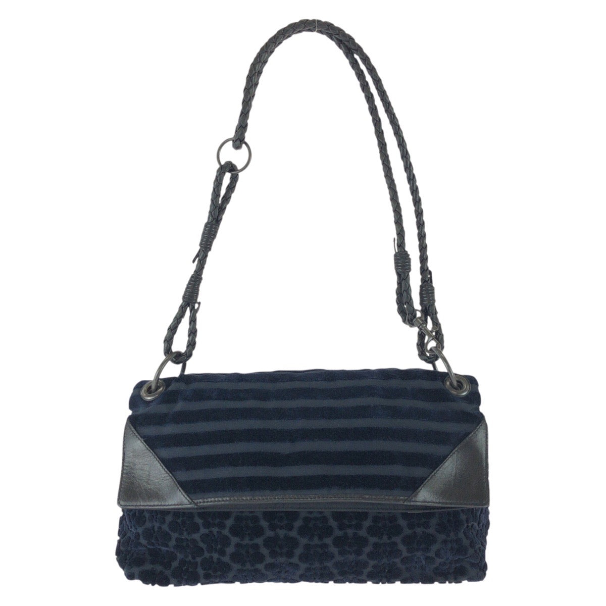 25729
BOTTEGAVENETA ボッテガヴェネタ ネイビー ブラック ベロア / レザー ショルダーバッグ レディース AB42