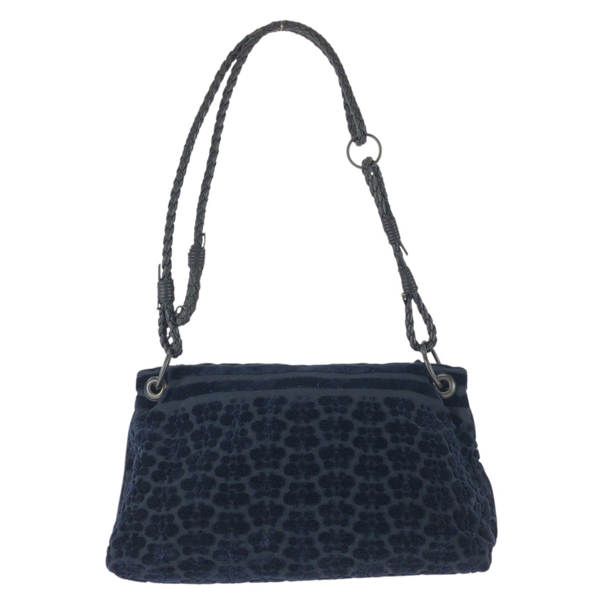 25729
BOTTEGAVENETA ボッテガヴェネタ ネイビー ブラック ベロア / レザー ショルダーバッグ レディース AB42