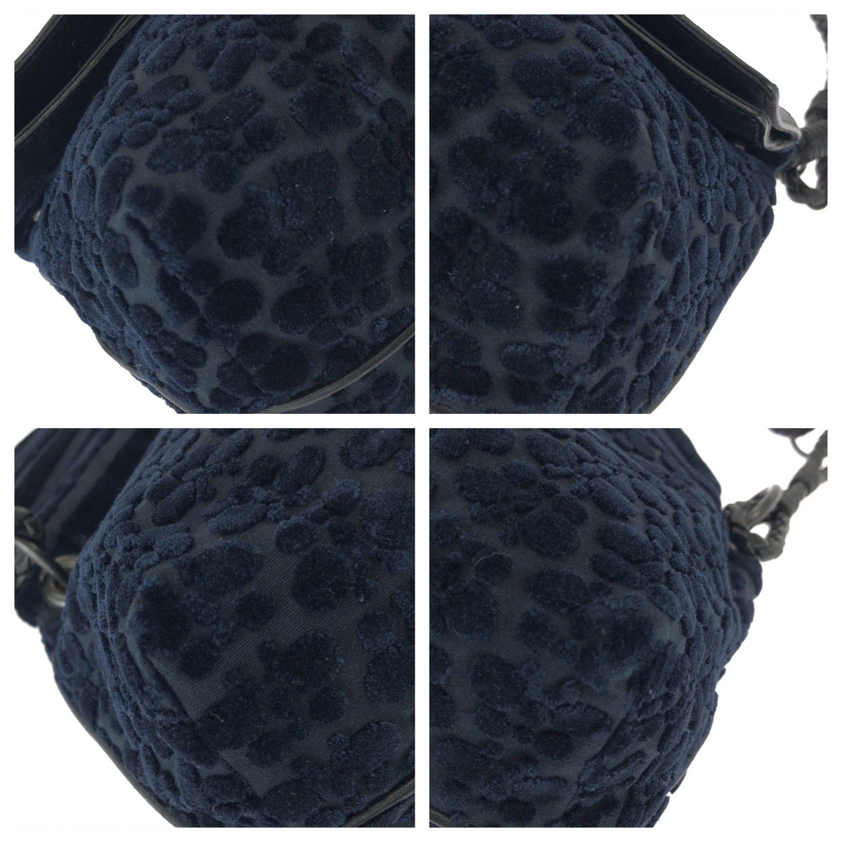 25729
BOTTEGAVENETA ボッテガヴェネタ ネイビー ブラック ベロア / レザー ショルダーバッグ レディース AB42
