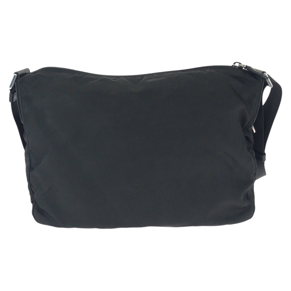 25730
PRADA プラダ テスート サフィアーノ 三角ロゴプレート ブラック 黒 シルバー金具 ナイロン / レザー ショルダーバッグ メッセンジャーバッグ レディース ABP30