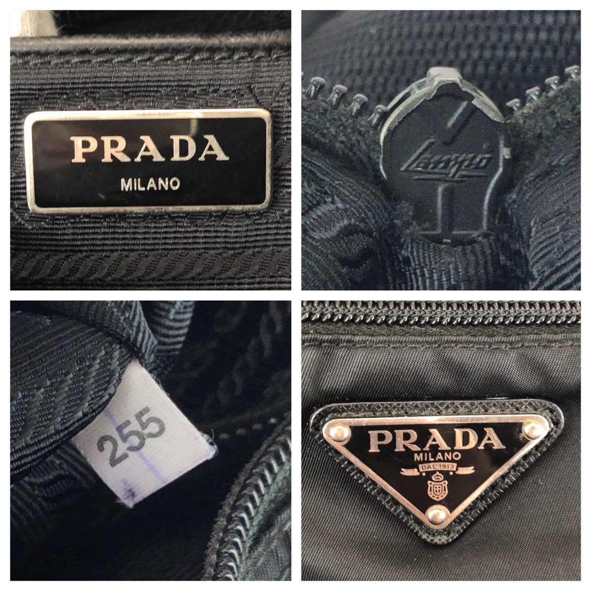 25730
PRADA プラダ テスート サフィアーノ 三角ロゴプレート ブラック 黒 シルバー金具 ナイロン / レザー ショルダーバッグ メッセンジャーバッグ レディース ABP30