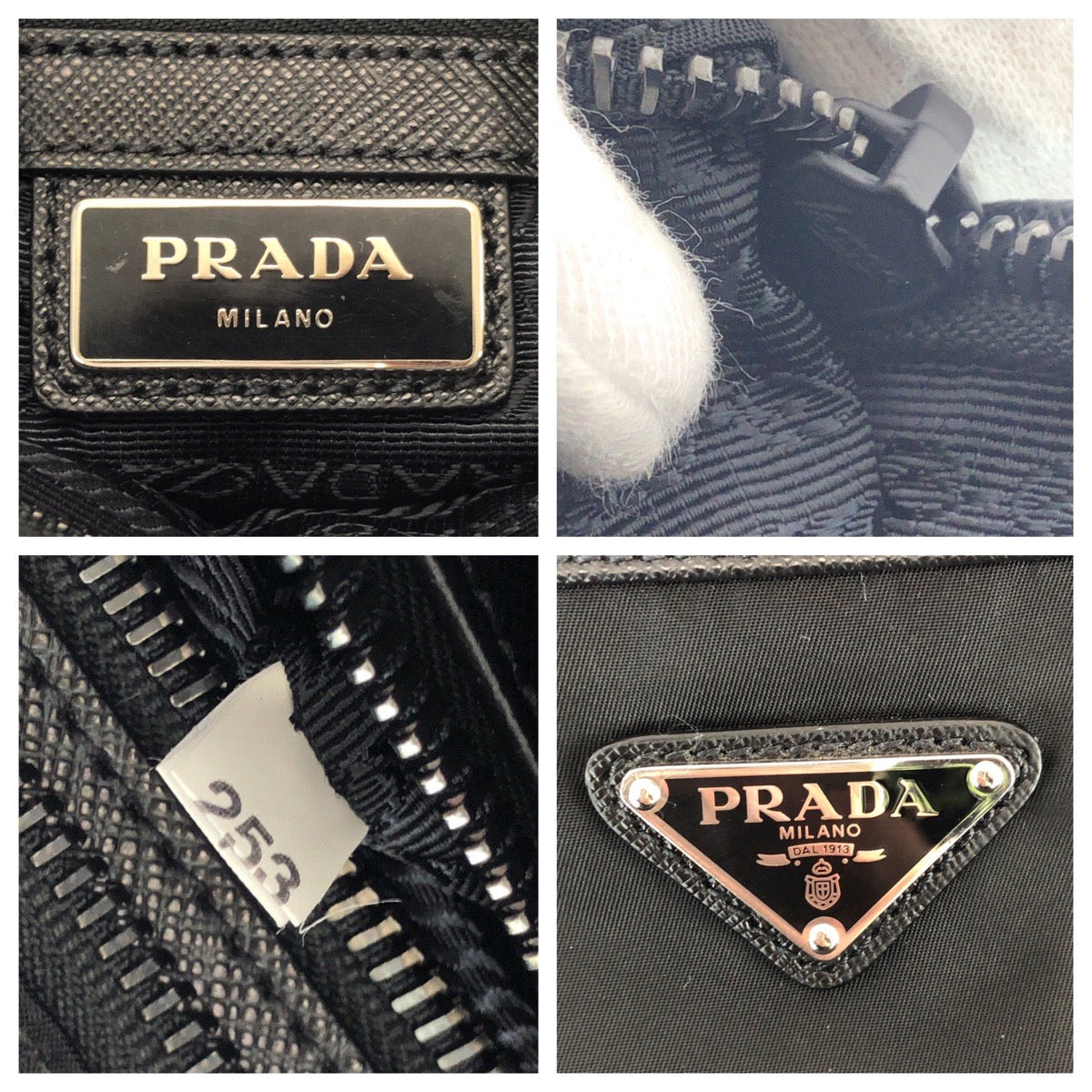 25731
PRADA プラダ テスート サフィアーノ 三角ロゴプレート ブラック 黒 シルバー金具 ナイロン / レザー ショルダーバッグ メッセンジャーバッグ メンズ A56