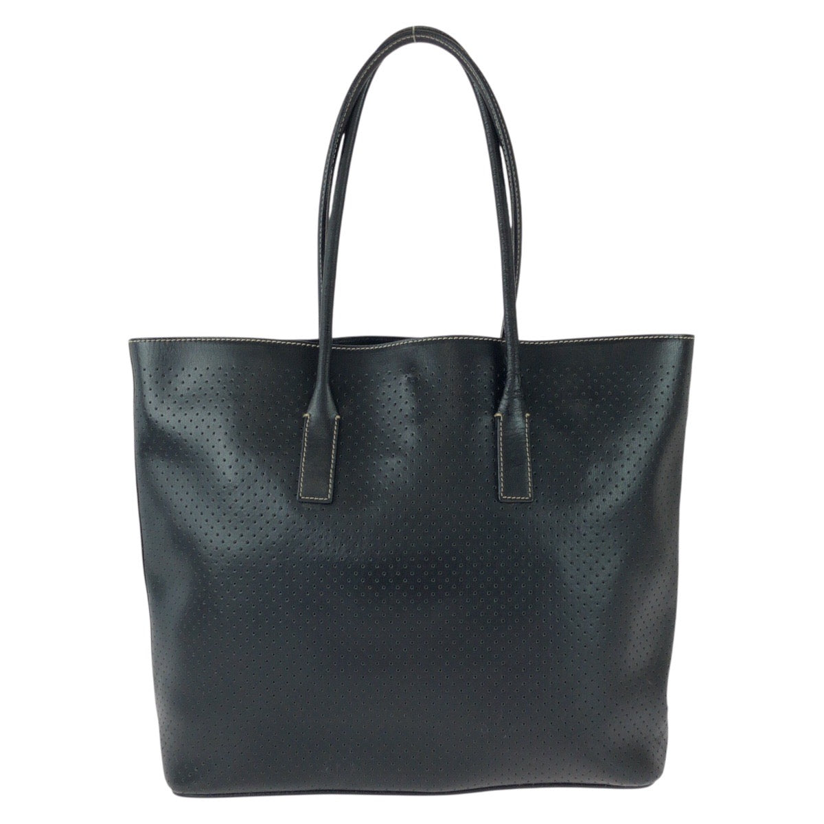 25732
PRADA プラダ 三角ロゴプレート ブラック 黒 シルバー金具 パンチングレザー トートバッグ レディース ABP42