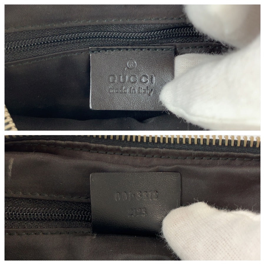 25733
GUCCI グッチ ブラック 黒 シルバー金具 GGキャンバス / レザー 001 3812 ショルダーバッグ レディース AB35