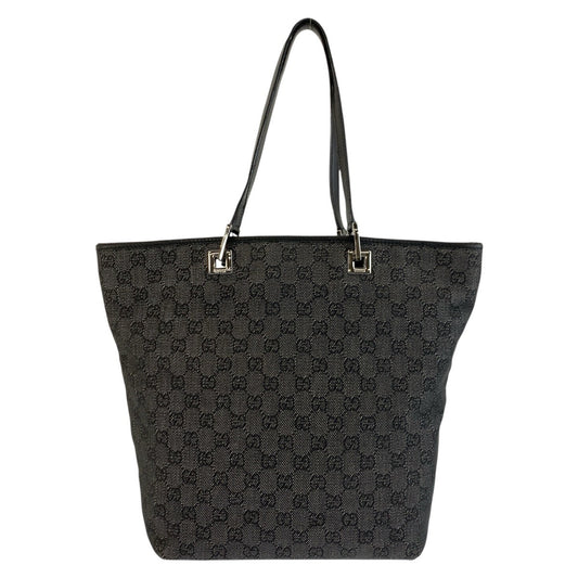 25735
GUCCI グッチ ブラック 黒 シルバー金具 GGキャンバス / レザー 31243 トートバッグ ショルダーバッグ レディース AB35