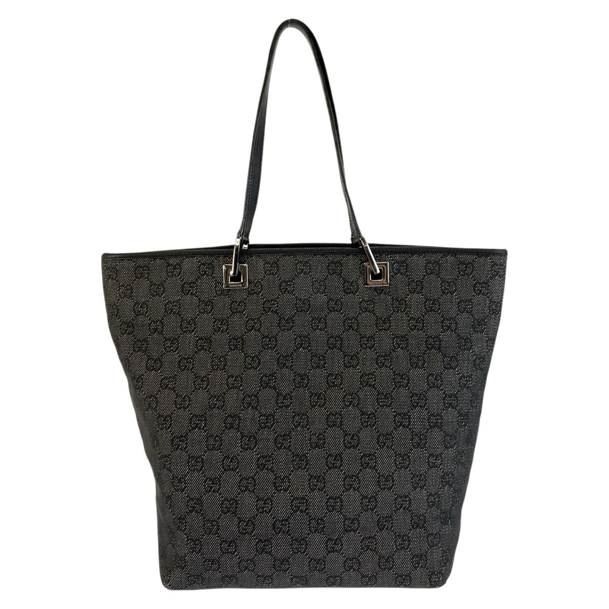 25735
GUCCI グッチ ブラック 黒 シルバー金具 GGキャンバス / レザー 31243 トートバッグ ショルダーバッグ レディース AB35