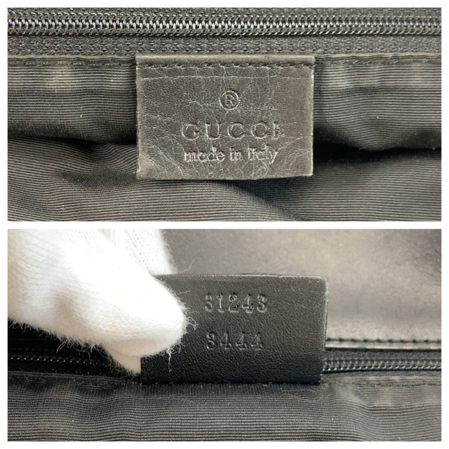 25735
GUCCI グッチ ブラック 黒 シルバー金具 GGキャンバス / レザー 31243 トートバッグ ショルダーバッグ レディース AB35