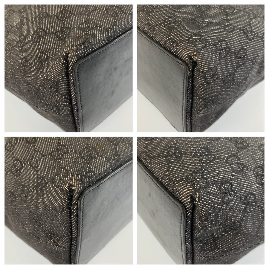 25735
GUCCI グッチ ブラック 黒 シルバー金具 GGキャンバス / レザー 31243 トートバッグ ショルダーバッグ レディース AB35