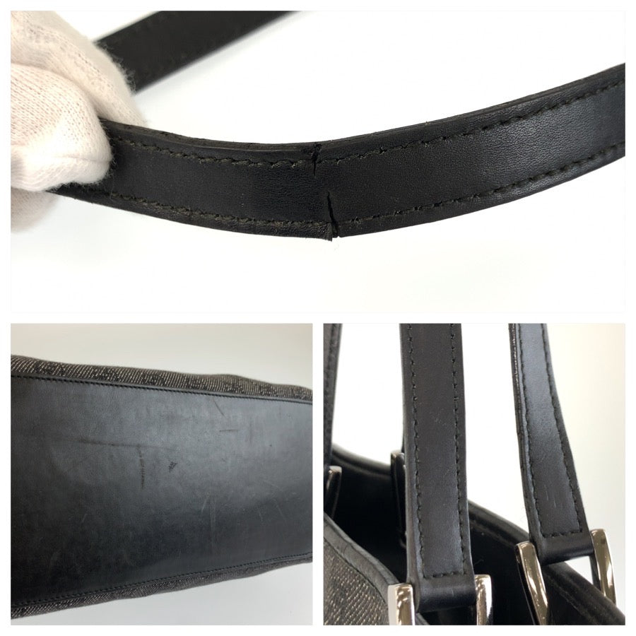25735
GUCCI グッチ ブラック 黒 シルバー金具 GGキャンバス / レザー 31243 トートバッグ ショルダーバッグ レディース AB35