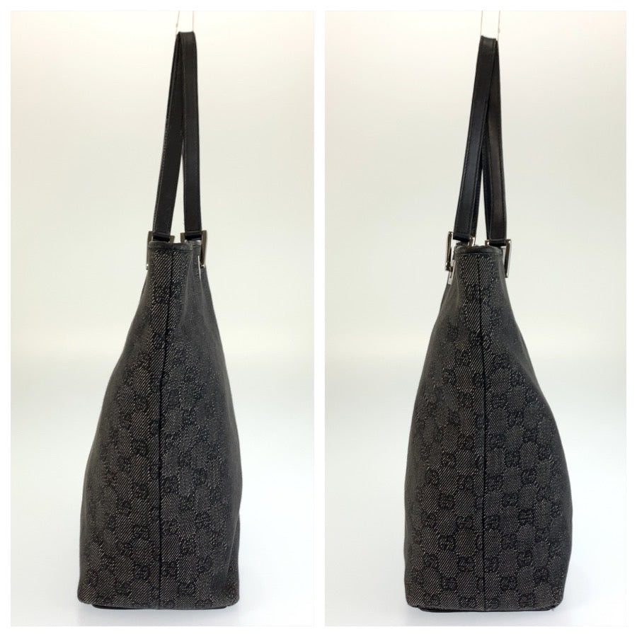 25735
GUCCI グッチ ブラック 黒 シルバー金具 GGキャンバス / レザー 31243 トートバッグ ショルダーバッグ レディース AB35