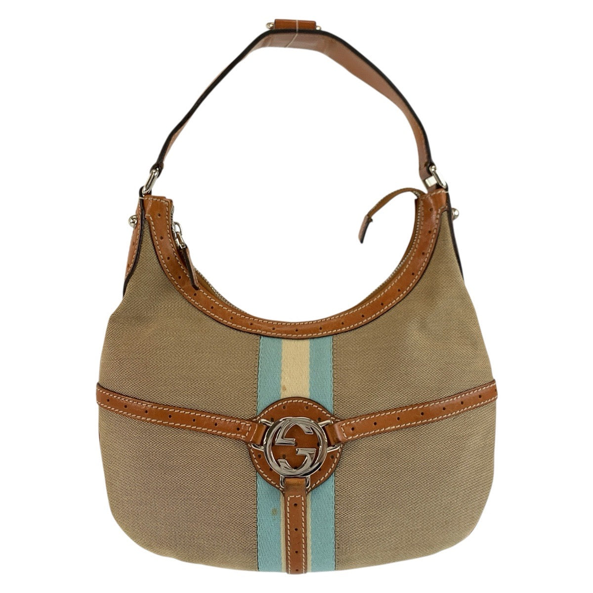 25737
GUCCI グッチ インターロッキング シェリーライン ホーボー ベージュ ブラウン シルバー金具 キャンバス / レザー 114869 ショルダーバッグ レディース AB37